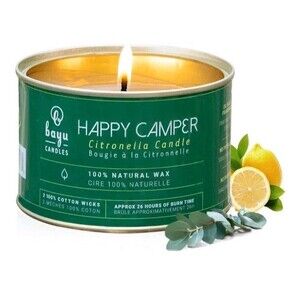 Happy Camper 12 Oz Citronella Candle All Natural with Beeswax and Coconut Oil...